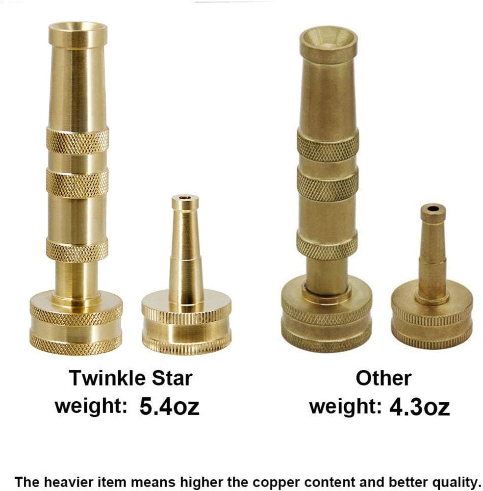 Twinkle Star Solid Brass Heavy Duty Adjustable Twist Hose Nozzle Jet Sweeper Nozzle, TWIS3231