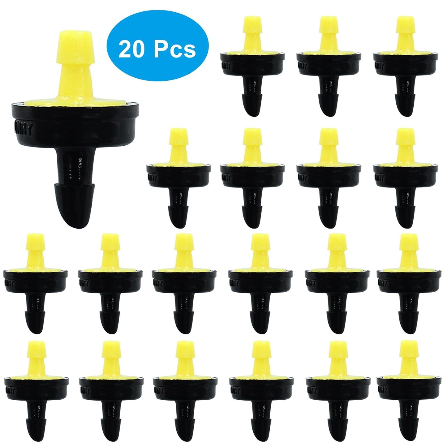 20Pcs Irrigation Emitters 5GPH(20L/H) Pressure Compensating Dripper,Drip Irrigation Drippers Water Tubing Drip Tip for Garden Watering Lawn Farming(Yellow)