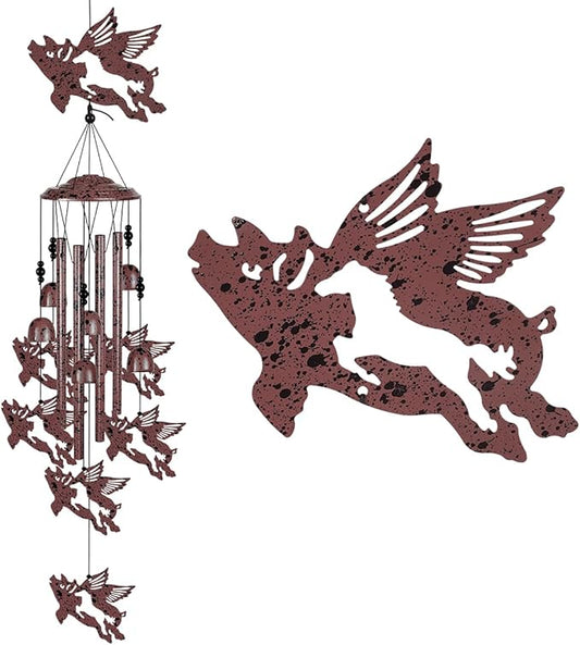 Outdoor Flying Pigs Wind Chimes Decoration, Blessing Wind Bells, Memorial Wind Chimes, Pigs Wind Catcher, Fly Pig Decor, 7 Fly Pigs Wind Chime for Home, Balcony, Tree, Festival Decor, Gifts for Mom