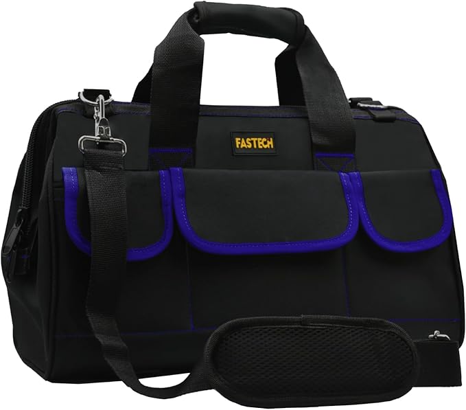 FASTECH 18 Inch Tool Bag,Waterproof Wide Mouth Tool Kit Heavy Duty Tool Bag Organizer, Tool Storage Package For Men/Women (18IN Blue)