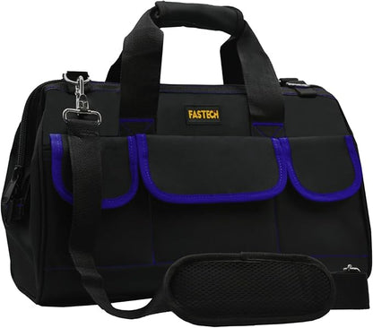 FASTECH 20 Inch Tool Bag, Large Tools Bag Waterproof Wide Mouth Tool Kit Heavy Duty Tool Bag Organizer, Tool Storage Package For Men/Women (20IN Blue)
