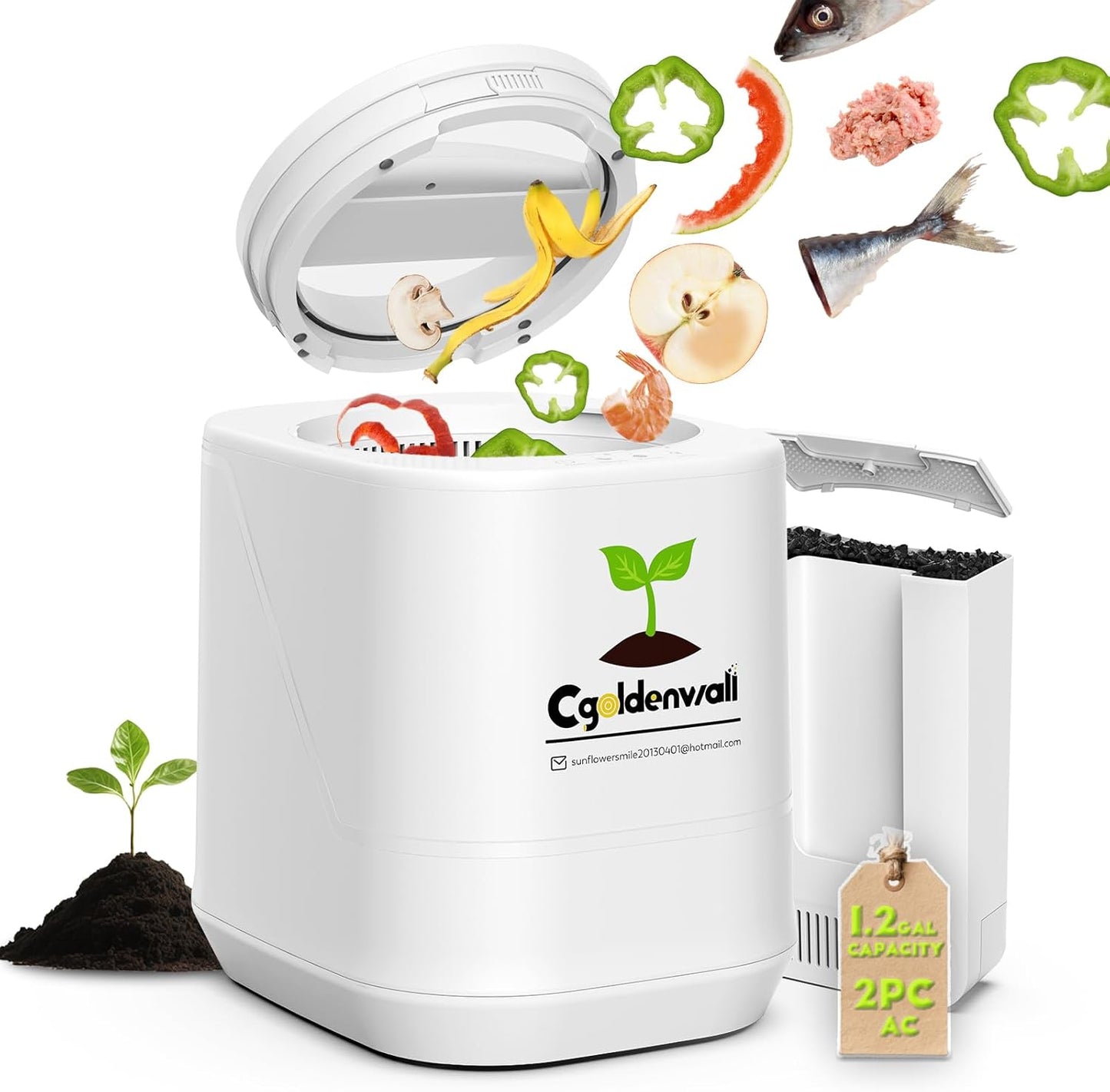 Electric Composter for Kitchen, Large Smart Compost Bin with 2 Carbon Filters, Quick Compost Maker Turn Food Waste to Fertilizer,Odorless/Auto-Clean/Out-Indoor,2025 Newer Home Countertop Compost Gifts