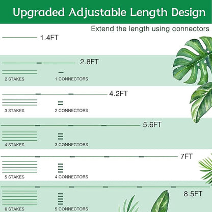 Garden Stakes 17Inch 40Pack, DIY Tall Plant Support Stakes of 4Ft,5Ft,6Ft,7Ft, HAINANSTRY Fiberglass Plant Stake for Indoor & Outdoor Plants, Tomato Vegetable Stakes for Garden
