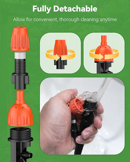 Pawfly 30 Pcs Drip Irrigation Emitters for 1/4" Tubing, 2-in-1 Irrigation Drippers with Misting Nozzles & 8-Stream Sprinklers, Drip Irrigation Parts with Stake & Adjustable 360 Degree Water Flow