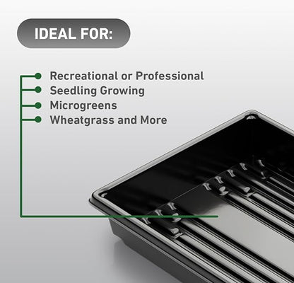 10x20 Inch Black Plastic 10 Pack Plant Propagation Tray – Growing Trays for Garden, Planting, Seedling, Soil & Hydroponic Horticulture - Microgreen Trays Grow Plants - No Drain Holes