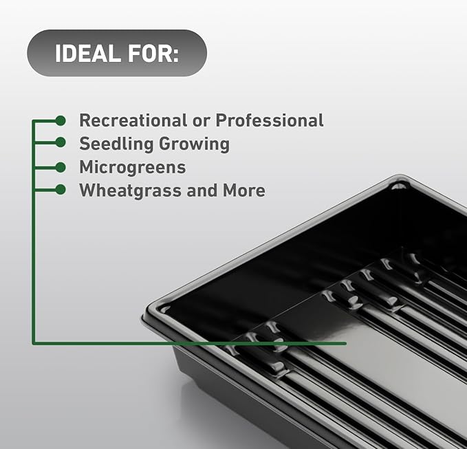 10x20 Inch Black Plastic 5 Pack Plant Propagation Tray – Growing Trays for Garden, Planting, Seedling, Soil & Hydroponic Horticulture - Microgreen Trays Grow Plants - No Drain Holes
