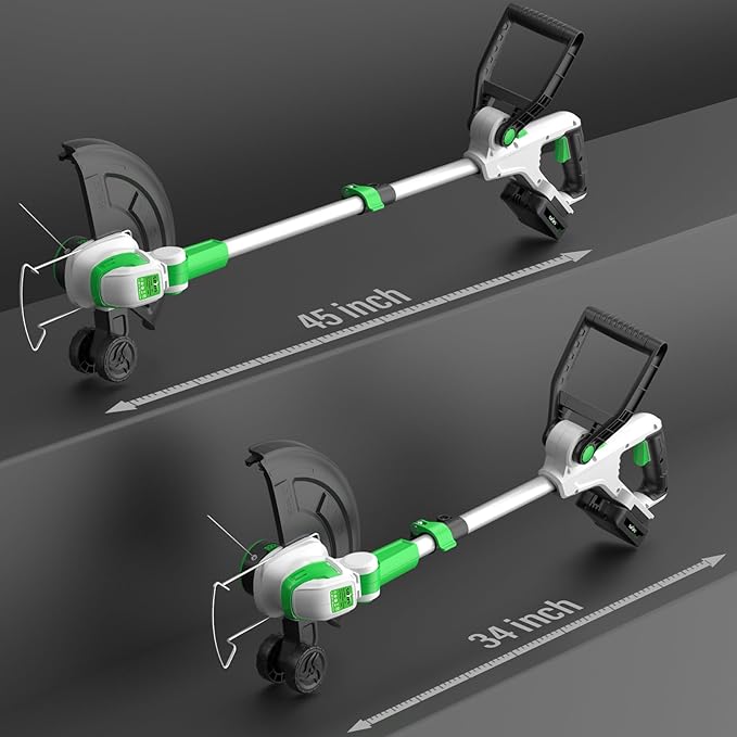 SOYUS Weed Wacker 12 Inch String Trimmer Cordless 20v Electric Weed Wacker, 2 Pcs 2.0Ah Battery Powered Weed Trimmer/Edger, Lightweight Grass Trimmer with 8 Pcs Replacement Spool Trimmer Lines