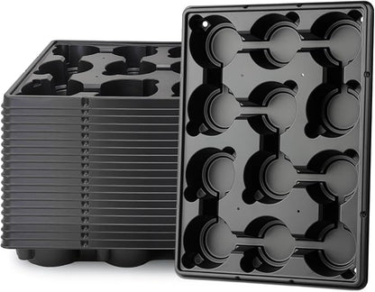 12 Cell Round Nursery Pot Trays Thickened Durable Seedling Pots Shuttle Carrying Trays for Holding 4 Inch Nursery Pots (16.85" × 12.6", 20-Pack)