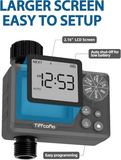 New Programmable Water Volume Control Sprinkler Timer, Water Duration Control Hose Timer with Water Meter, Auto and Manual Watering for Irrigation, Garden and Drip System (1 Pack)