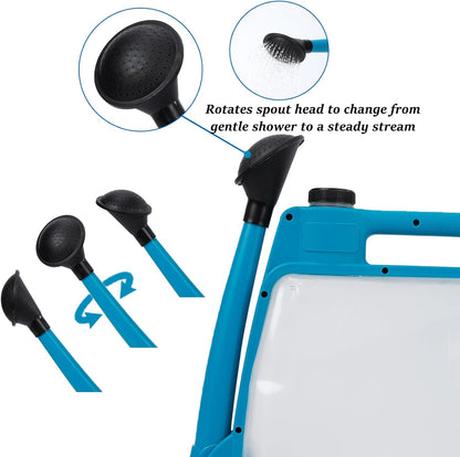 6L Foldable Clear Plastic Watering Can with Rotating Nozzle Long Spout Ideal for Indoor and Outdoor Gardening - Blue