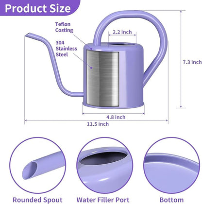 Watering Can, Stainless Steel Watering Can for Indoor & Outdoor Plants, 1L/35oz Long Spout Water Can with Handle, Rust-Proof Plant Watering Pot for House Plants, Garden Flowers