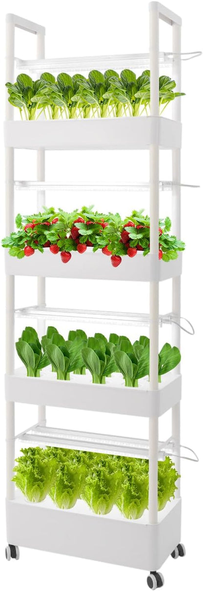 Hydroponic Growing Tower System Kit, 56-Plant Vertical Hydroponics Garden Tower with LED Grow Light, for Outdoor Indoor Herbs Fruits Vegetables Smart Garden Planter Kit