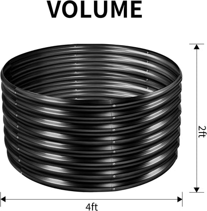 Land Guard 4×4×2ft Galvanized Raised Garden Bed Kit 2Pcs, Planter Raised Garden Beds Outdoor, Round Clearance Raised Garden Beds for Gardening Vegetables (Gray)