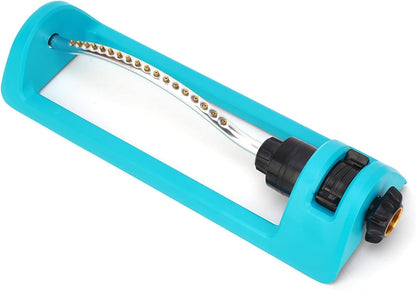 Lawn Sprinkler, Oscillating Sprinkler with 18 Hole Brass Nozzles, Gardening Tool Watering for Lawn & Garden Covers up to 3,600 sq.ft, Nozzle Cleaning Tool Build on The End of The Product, Blue