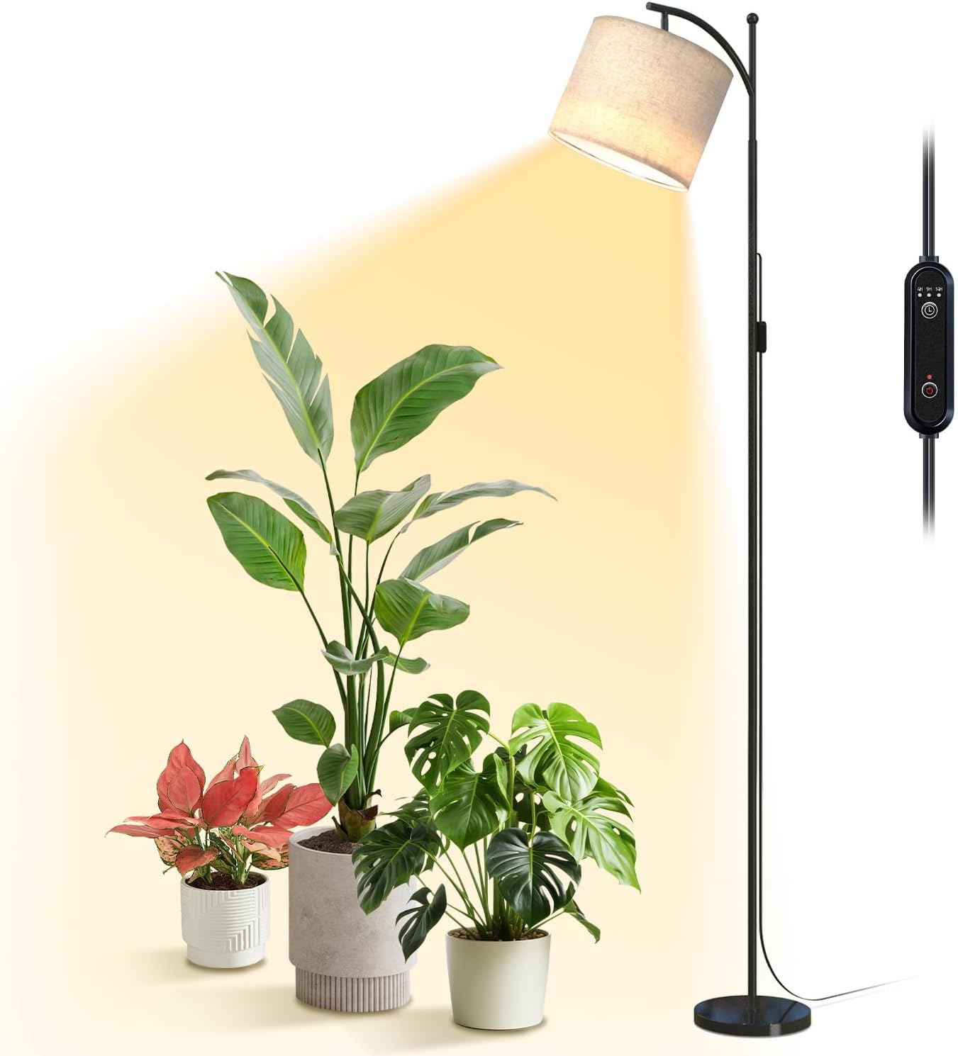 Bstrip 70.8″ Tall Grow Lights for Indoor Plants, 3000K Full Spectrum Plant Light with Stand, Auto On/Off Timer & Adjustable Angle, 25W Non-Dimmable Led Floor Lamp for Plant Growth