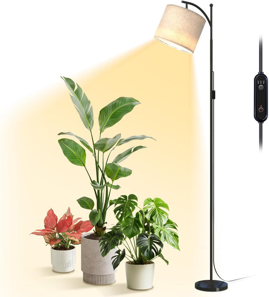 Bstrip 70.8″ Tall Grow Lights for Indoor Plants, 3000K Full Spectrum Plant Light with Stand, Auto On/Off Timer & Adjustable Angle, 25W Non-Dimmable Led Floor Lamp for Plant Growth