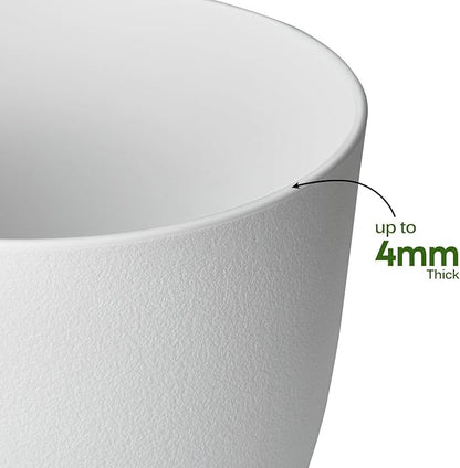 Plant Pots 8 Inch Set of 2, Flower Pots with Multi Mesh Drainage Holes, Planters for Indoor Outdoor Garden Plants and Flowers (White)