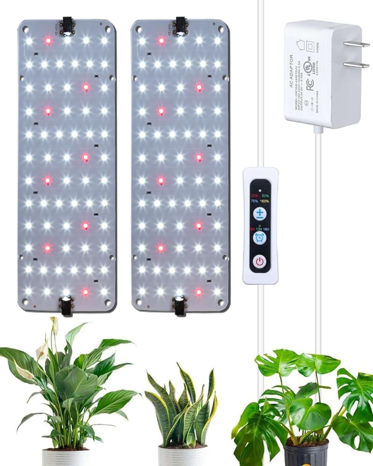 DOMMIA Grow Light, 20W Ultra-Thin Panel Grow Lights for Indoor Plants, High PPFD Full Spectrum, Dimmable, 6/12/16H Timer Auto on/Off, Suitable for Indoor Growing, Daylight White 1-Pack