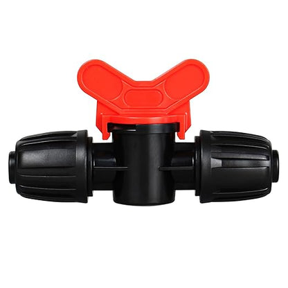 Drip Irrigation Shut Off Valve Fittings: 10 Piece Switch Valve for 1/2" Drip Irrigation Tubing (1/2" ID x0.6-0.65" OD) 16mm Barbed Locked Nut Connectors Cut Off Water Flow
