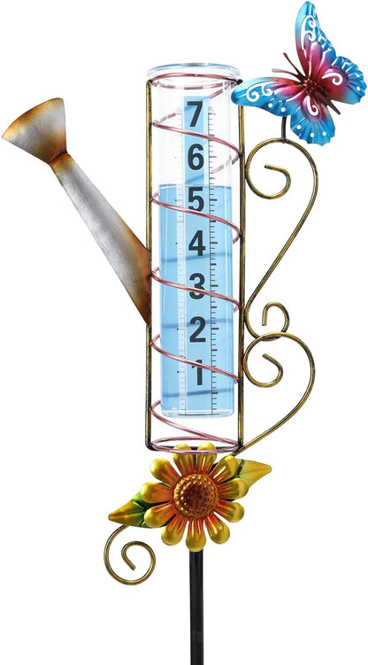 MUMTOP Rain Gauge Outdoor Freeze Proof, 36 Inch Large Number Easy Read Water Measure Gauge for Lawn, Yard and Garden(Watering Can)