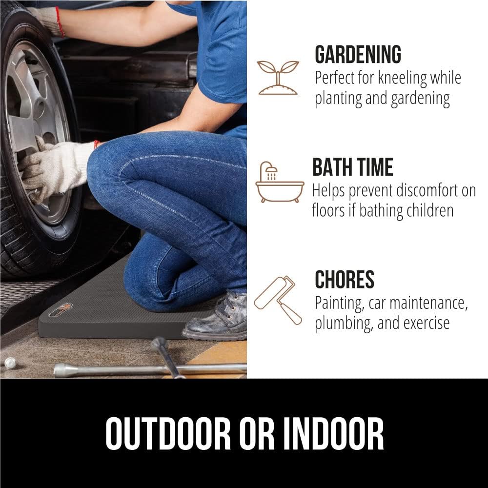 GORILLA GRIP Extra Thick Patent Pending Garden Kneeling Pad, 17.5 x 11 Inch Supportive Soft Foam Knee Cushioning Gardening, Water Resistant, Bathing Baby, Working Supplies, Lightweight 2 Pack Charcoal