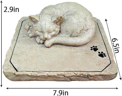 Personalized Cat Memorial Grave Marker Tribute Statue - Custom Cat Memorial Garden Stones Commemorates Our Lost Fur Baby - Pet Cat Headstone Memorial Gifts Indoor Outdoor Decor
