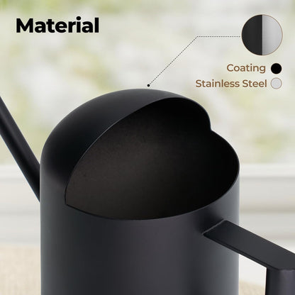 Bamworld Small Watering Can Indoor Outdoor Plant Black Metal Stainless Steel Long Spoutt Flowers Watering Cans for House Garden Plants 10OZ Watering Bottle Cute Decorative for Bonsai