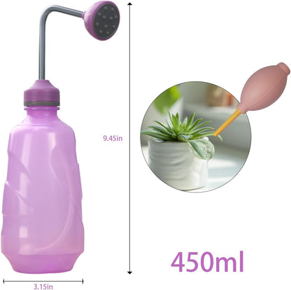 Watering Can,Squeeze Bottles Succulent,Squirt Irrigation Bottle Squeeze Sprinkling Can Plastic Wash Plant Bottle House Plant Garden Flower 0.45L (Pink)