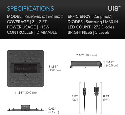 AC Infinity IONBOARD S22, LED Grow Light Board with Samsung LM301H Diodes, Deeper Penetration Full Spectrum Lighting, for Veg Bloom Indoor Plants in Grow Tents Greenhouses (2x2)