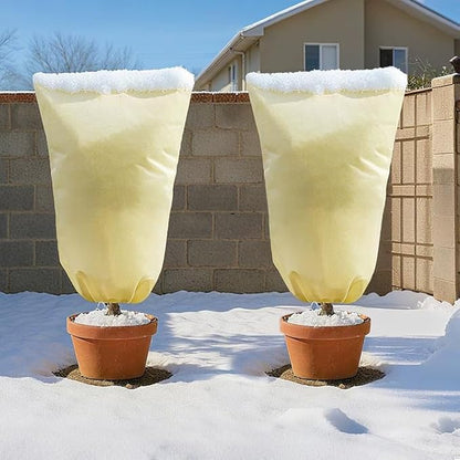 MIXC 4 Packs 2 Size Plant Covers Freeze Protection, Winter Plant Cover Cold Weather Tree Frost Cloth Warm Blankets Shrub Covers for Outdoor Plant (32''×39''+47''×71'')