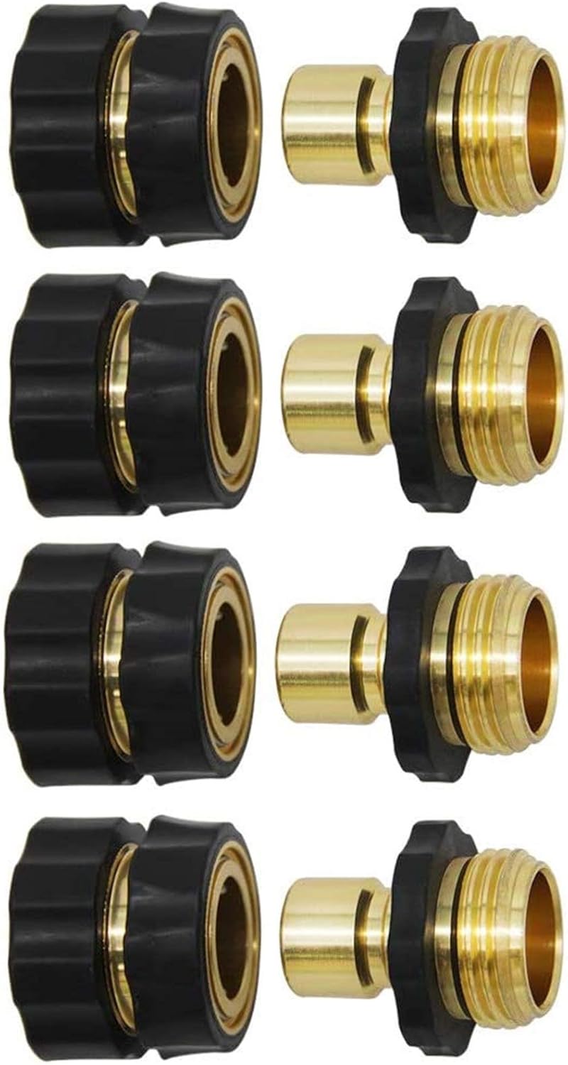 Twinkle Star 3/4 Inch Garden Hose Fitting Quick Connector Male and Female Set, 4 Set, Garden Hose Adapter, Quick Connect Hose Fittings, Garden Hose Connector, Hose Attachment