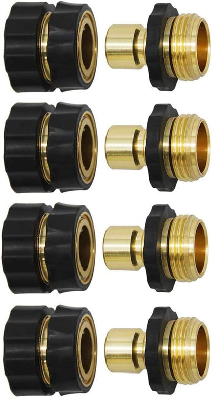 Twinkle Star 3/4 Inch Garden Hose Fitting Quick Connector Male and Female Set, 4 Set, Garden Hose Adapter, Quick Connect Hose Fittings, Garden Hose Connector, Hose Attachment