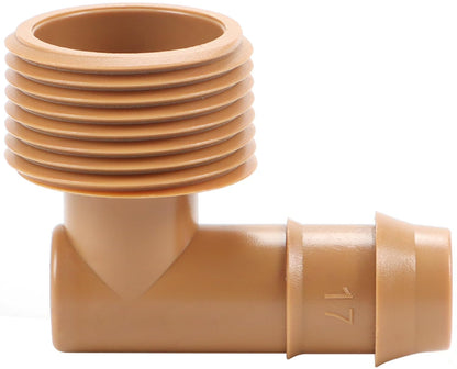 12 Pieces 3/4 Inch PVC to 1/2 Inch Drip Irrigation Adapter Fittings, 3/4" Male Pipe Thread(MPT) x 1/2" Drip Line Barbed Elbow Connectors 3/4-in PVC to 1/2-in Poly Tubing Adapter
