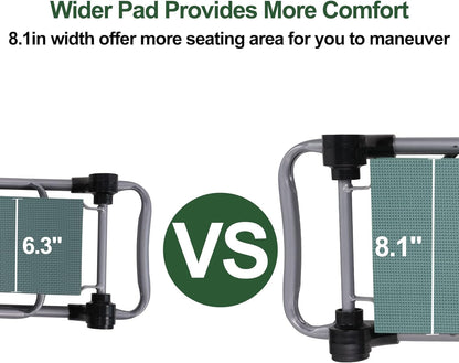 LUCKYERMORE Foldable Garden Kneeler and Seat, New Generation Gardening Stool with 2 Tool Pouches, with Wider&Softer EVA Kneeling Pad, Gardening Gifts for Parents Seniors, Lightweight & Heavy Duty