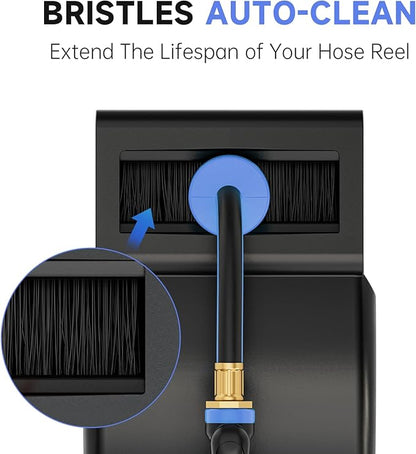 GARDENJOY Retractable Garden Hose Reel, 100ft x 1/2 inch Heavy Duty Garden Hose with 180°Swivel Wall Mounted Bracket, 10 Pattern Sprayer Nozzle, Any Length Lock & Slow Return System