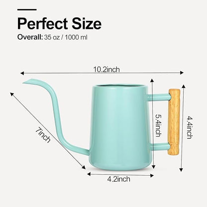 Watering Can Indoor Plants, 35 oz/1000 ml Metal Stainless Steel Watering Can Pot with Long Spout for Indoor House Plants Bonsai Outdoor Garden Flower Decorative (Green