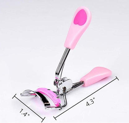 Stainless Steel Eyelash Curler with Built-in Comb Pinch Pain-Free Suitable for Any Eye Shapes and Sizes, with 5 Silicone Refill Pads (Peach Pink)