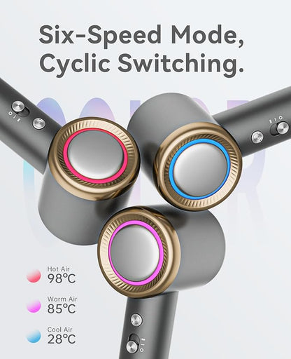 Hair Dryer, CONFU Ion Hair Dryer with Diffuser for Curly Hair, 110000 RPM Professional High Speed Blow Dryer, 1400W Diffuser Hairdryers Fast Drying for Women Men