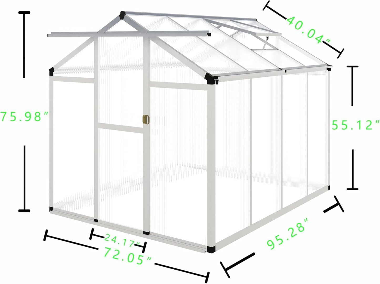 CQZY 6x8 FT Greenhouse for Outdoors,Walk-in Greenhouse for Outside,Silver