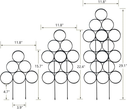 Trellis for Climbing Plants Indoor 15.7 Inch, Stackable Garden Trellis for Potted Plant Support, 3 Pack Small Houseplant Metal Wire Trellis for Vines Pothos Rose Monstera Accessories (Black)