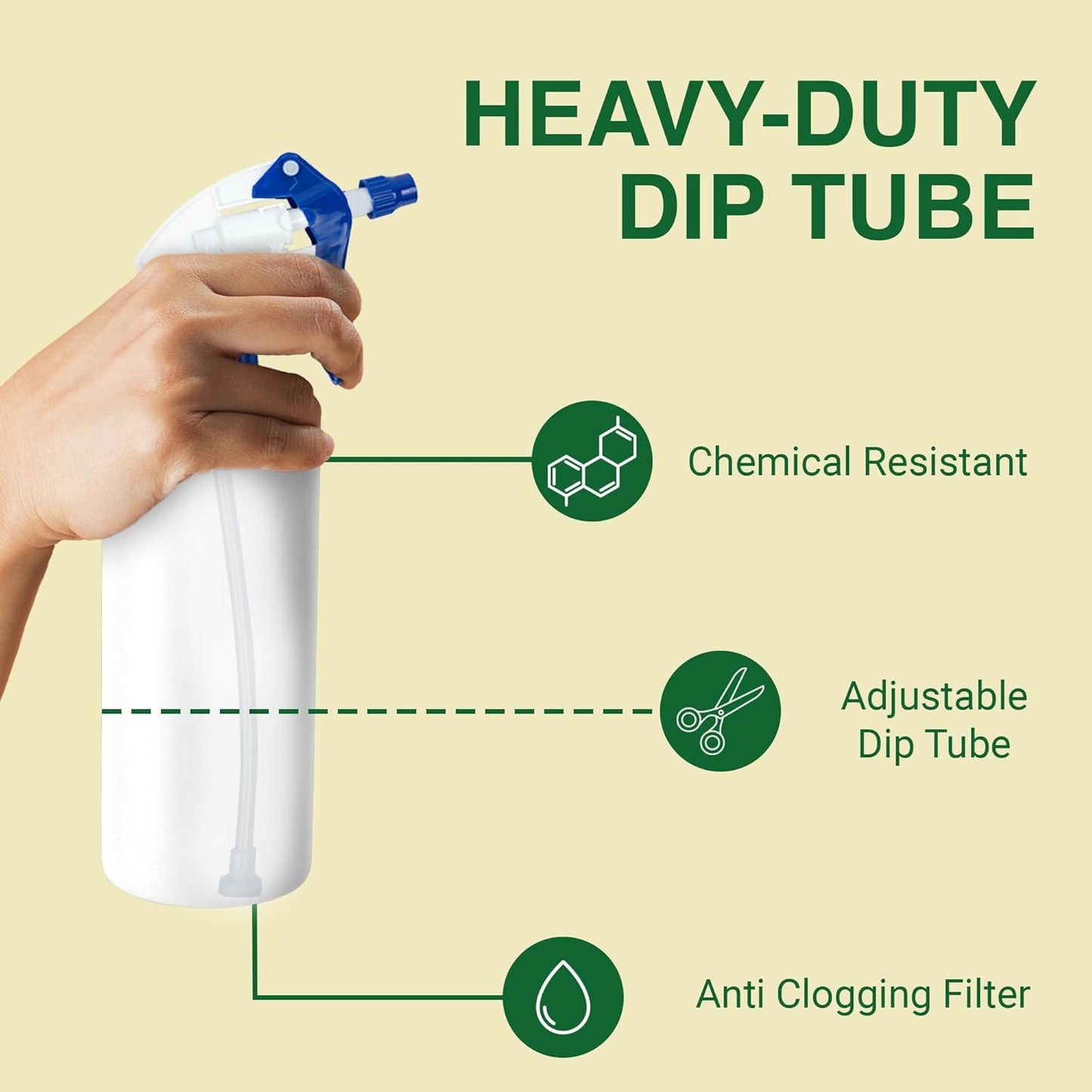 Heavy Duty 32oz Plastic Spray Bottles for Cleaning - Large Empty Industrial Bottles for Gardening Solutions, Vinegar, Chemicals, Professional Cleaners - Adjustable Sprayer Nozzle - 4 Pack