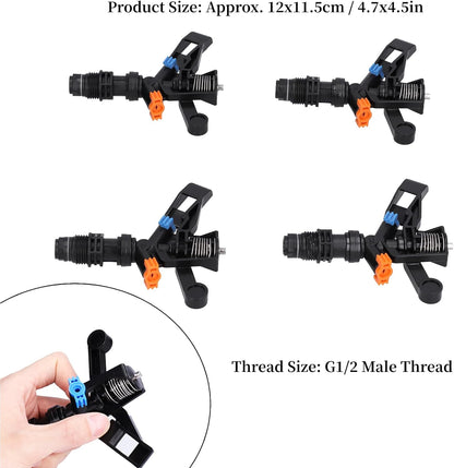 Rocking Arm Sprinklers,10PCS Plastics G 1/2 Male Thread 360° Rotating Sprinklers Watering Sprinkler for Yard Lawn and Grass Irrigation 4.7x4.5in