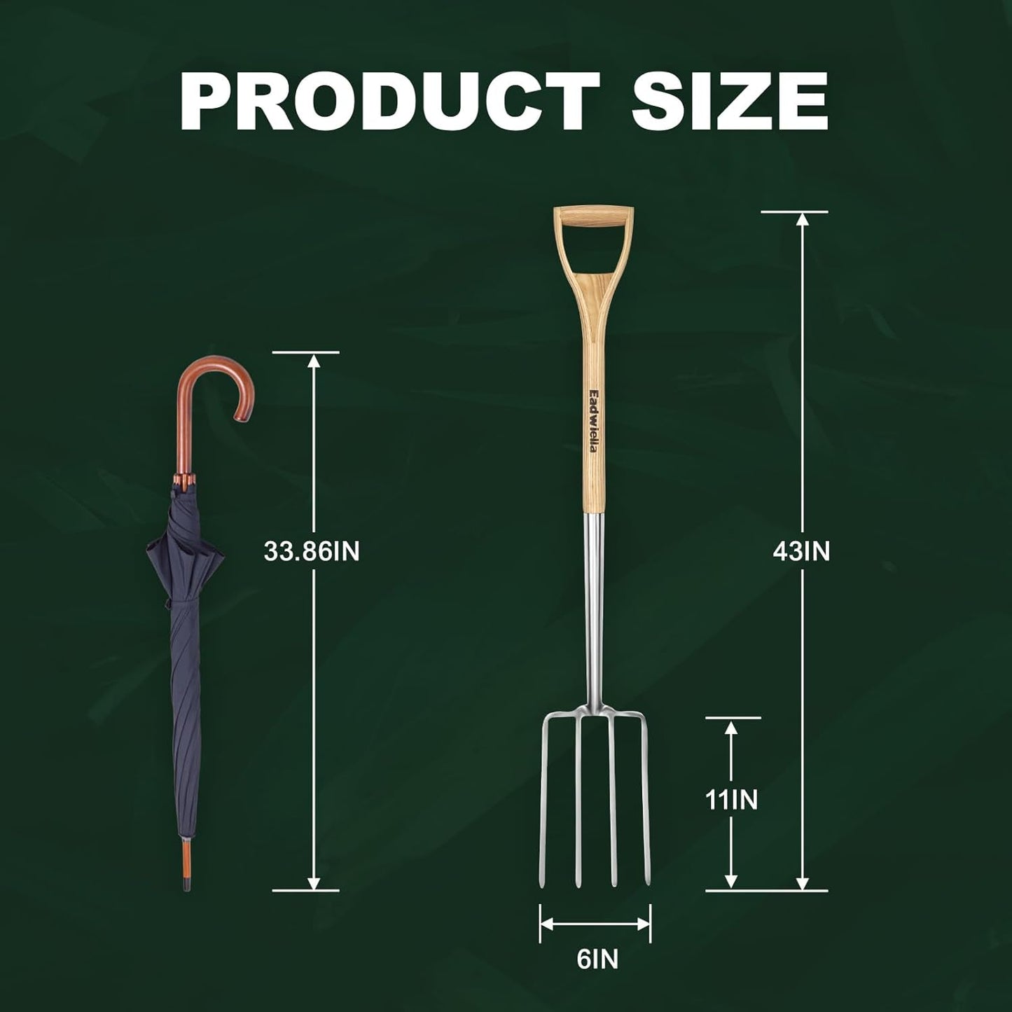 Pitchforks for Gardening Compost Digging Spading Cultivating Aerating Garden Fork Heavy Duty Yard Fork Gardening 4 Prong Compost Spade Fork 43 Inch Steel Pitchfork with D-Handle