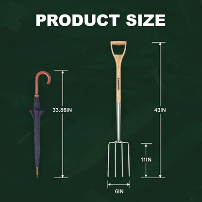 Pitchforks for Gardening Compost Digging Spading Cultivating Aerating Garden Fork Heavy Duty Yard Fork Gardening 4 Prong Compost Spade Fork 43 Inch Steel Pitchfork with D-Handle