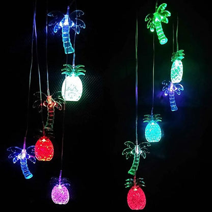 LED Solar Coconut Tree Pineapple Wind Chimes Outdoor - Waterproof Solar Powered Changing Color Palm Tree Pineapple Wind Chime Light for Home, Party, Festival Decor, Night Garden Decoration