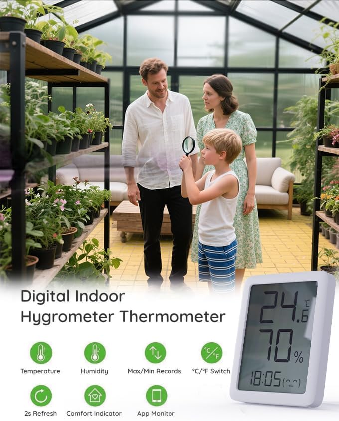 6×4FT Small Greenhouse, Walk in Green Houses for Outside and Garden Planting, Enhanced Aluminum Mini Greenhouse with Electronic Thermometers, Withstands Bad Weather to Protect Vegetable or Plants