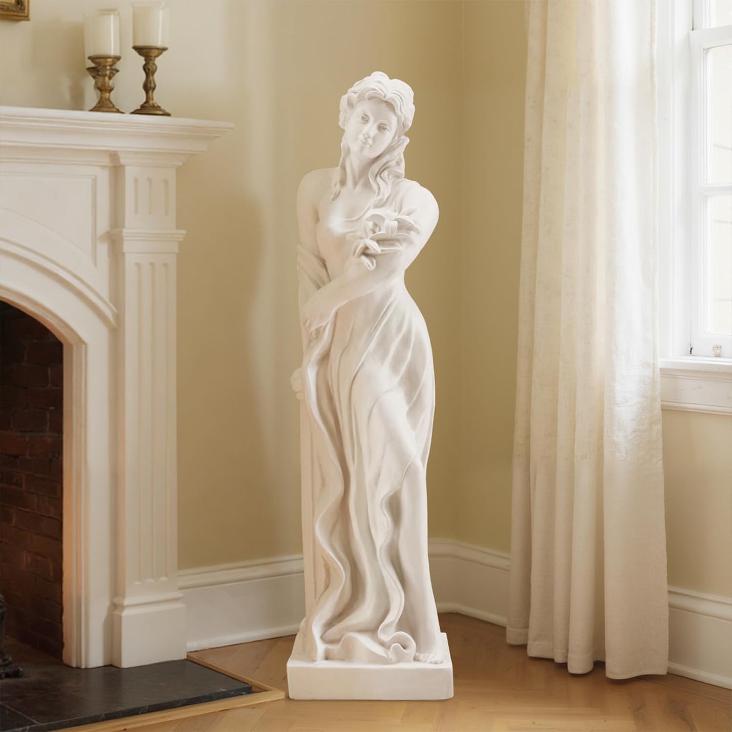 Nymph Garden Statue Large, 51" H Goddess of Spring Flowers Roman Style Sculpture Decoration, Outdoor Statue for Patio Lawn Porch Decor