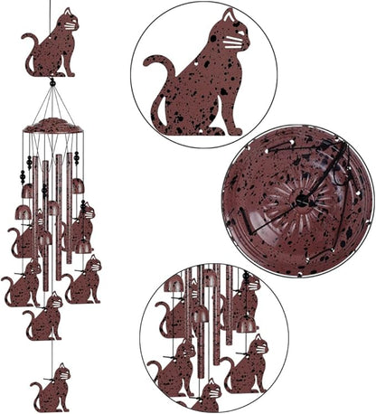 Cats Wind Chimes Outdoor/Indoor Decoration -Hand-Made Cats Wind Catcher, Music Wind Chimes, Cat Chimes, Blessing Wind Chime, Mobile Cat Wind Bells Gifts for Mom,Home,Balcony,Tree,Festival,Garden Decor