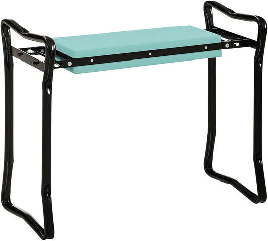 Outsunny Padded Garden Kneeler and Seat Bench, Padded Foldable Garden Stool, Green