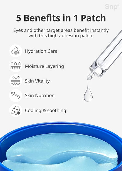 Snp 12,000ppm Bird's Nest + Hyaluronic Acid Eye Patch | Hydrating and Cooling for All Skin Types | Maximum Hydration Eye Patches | Korean Skincare Eye Mask | 60 Patches
